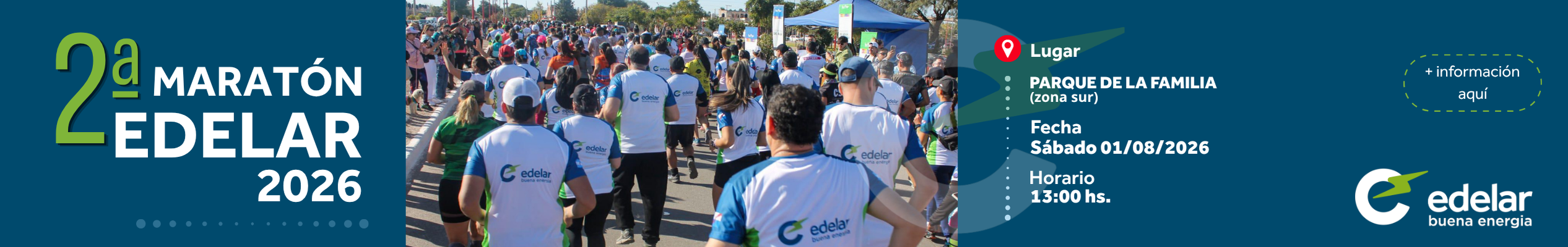 2ª Maratón Edelar - Sábado 1 de agosto, 13:00 hs, Parque de la Familia Sur. Inscripción gratuita.